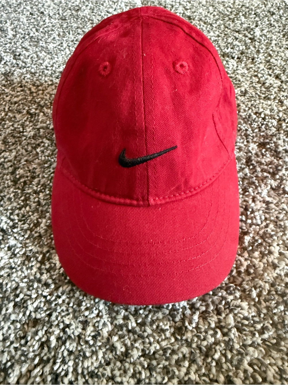 Nike Red Infant Hat with Black Green Swoosh Patch